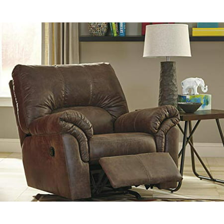 Signature Design by Ashley Coffee Brown Bladen Contemporary Plush Upholstered Rocker Recliner Pull Tab Reclining 